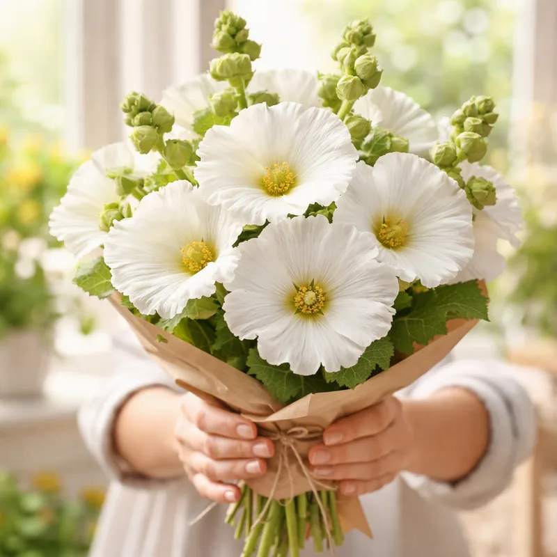 Stokrose – hvit – bilde 3